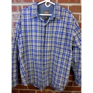 C.E.SCHMIDT Workwear Men's 2XL Blue Gray Plaid Thick Flannel Shirt Pockets